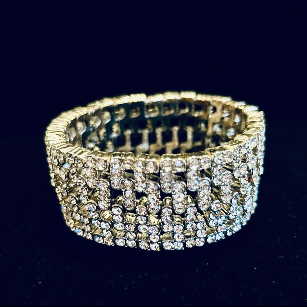 Silver-plated Rhinestone Stretch Bracelet